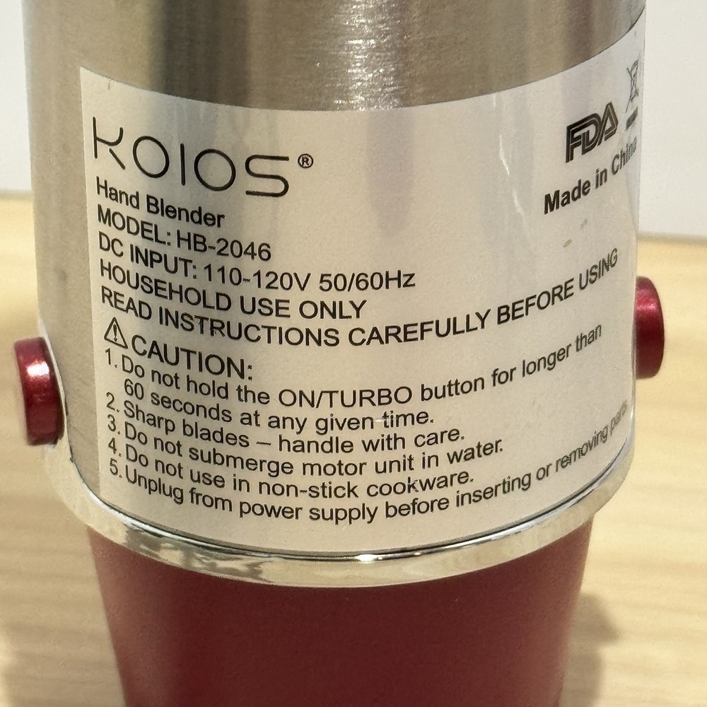 KOIOS 800W 4-in-1 Multifunctional Hand Immersion Blender 12 Speed Red HB-2046 - Picture 6 of 11